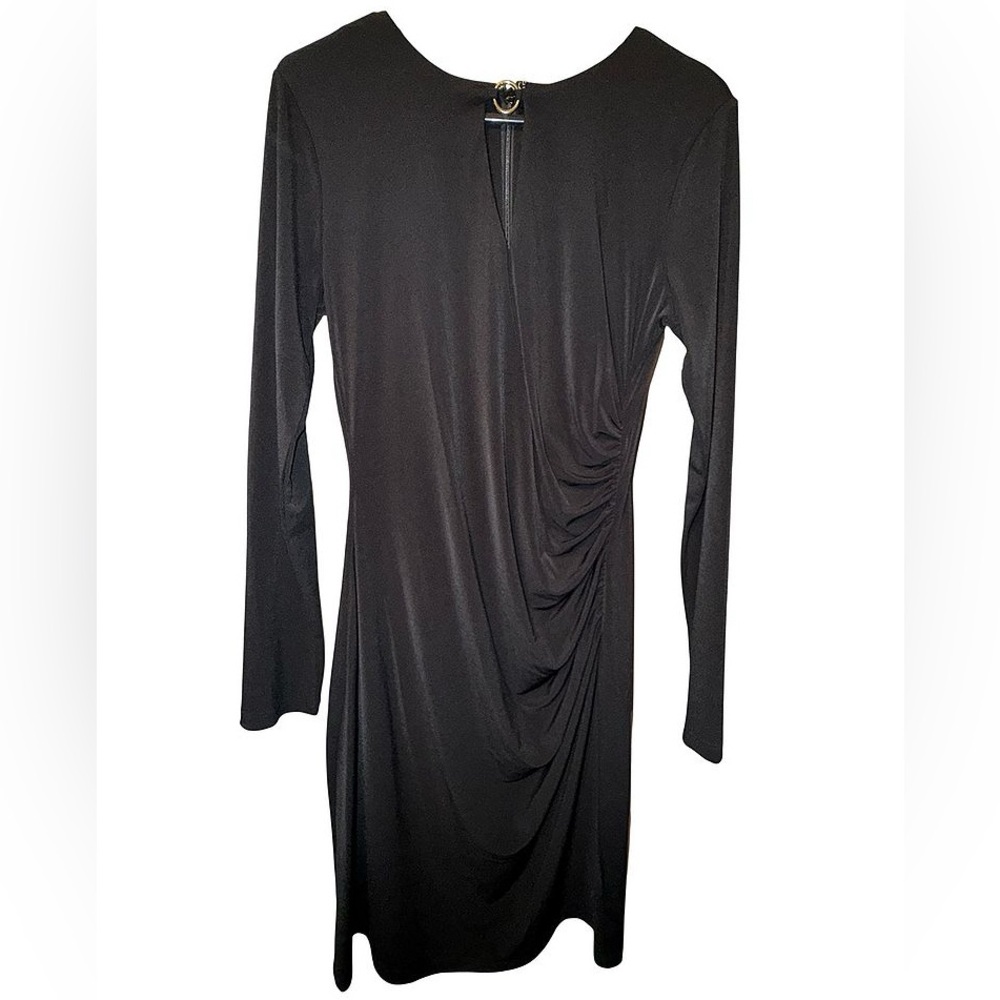 NWT Michael Kors Black Long-Sleeve Draped Jersey Dress